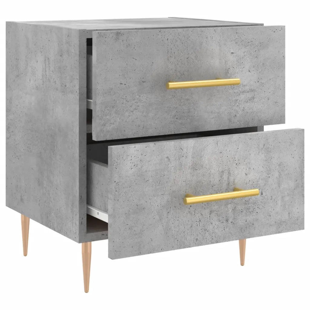 Comodino | Armadio da Notte | Mobiletto da notte Grigio Cemento 40x35x47,5 cm in Legno Multistrato