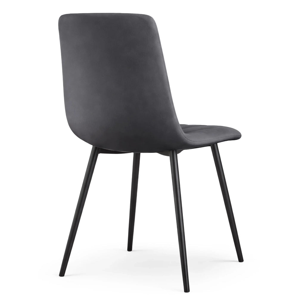 Set di 2 Sedie in velluto trapuntate LIVO Grafite Scuro gambe nere