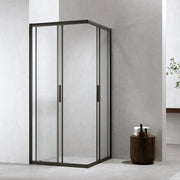 Box doccia 70x70 cm h190 Scorrevole Profili Nero Opaco Vetro Trasparente| Neat