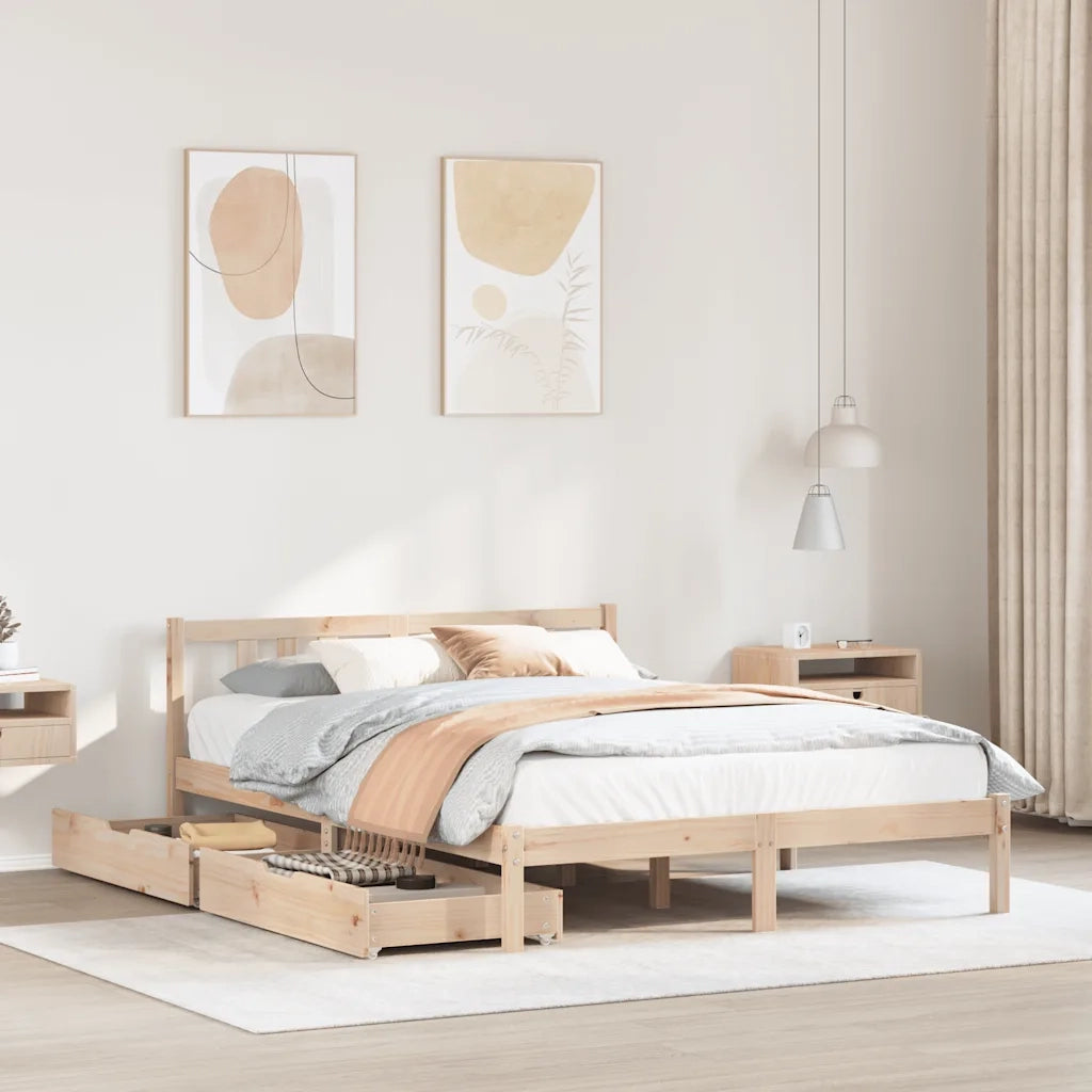 Letto senza Materasso 120x200 cm in Legno Massello di Pino 3301634