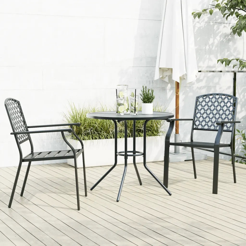 Sedie da Cucina Impilabili 3 pz-Sedia da Pranzo Antracite in Acciaio Verniciato 902152