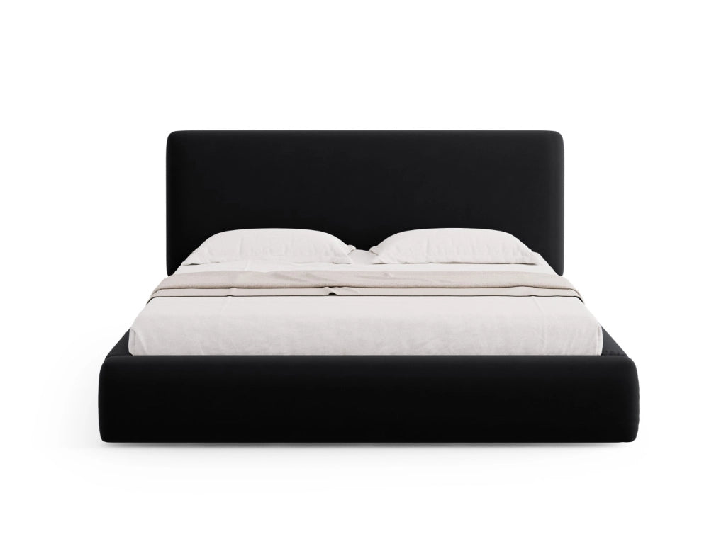 Cosmopolitan Design - Letto a cassettone con testiera "Colonel" 180x200cm in velluto nero 