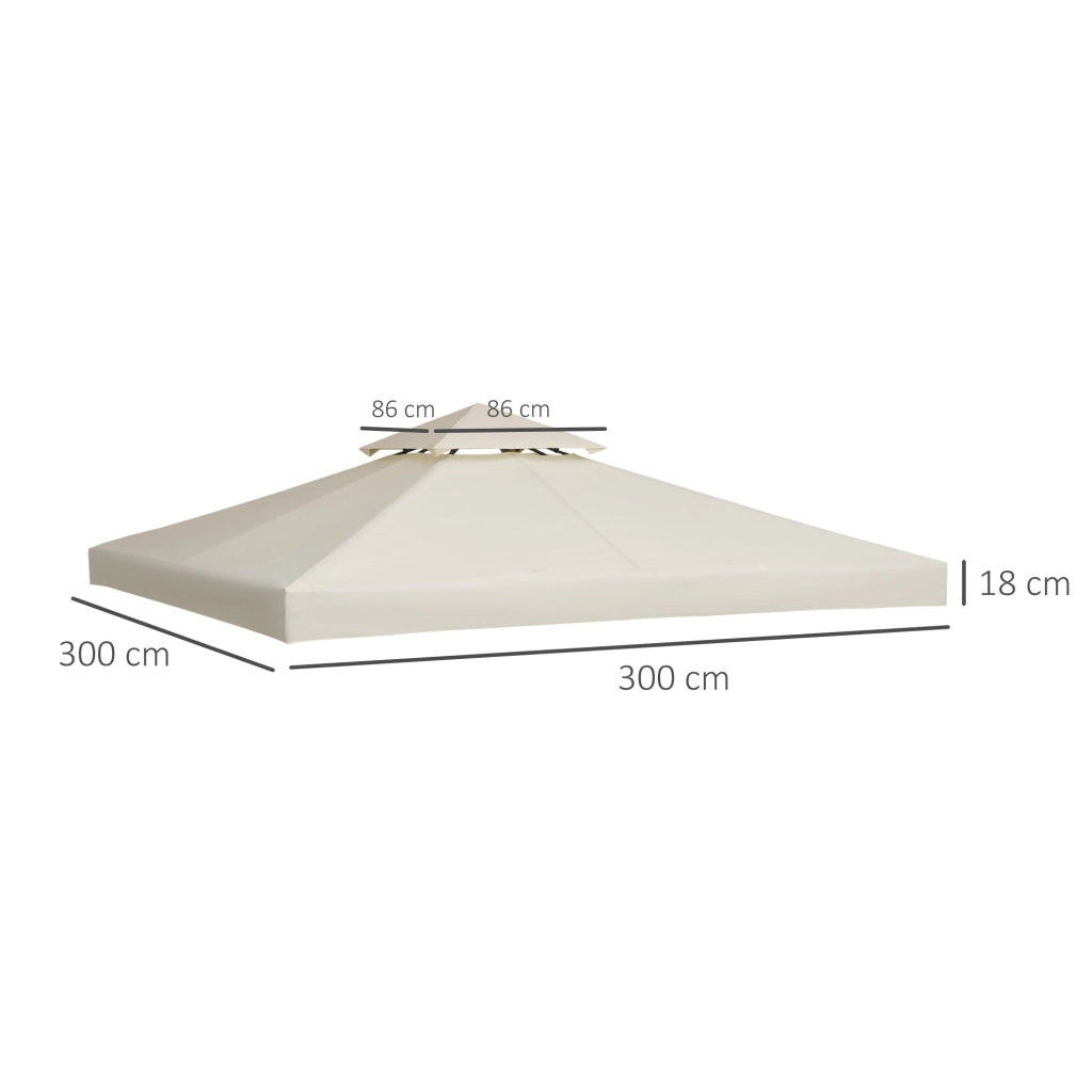 Tetto di Ricambio Impermeabile per Gazebo da Giardino 3x3m Doppio Tetto Crema