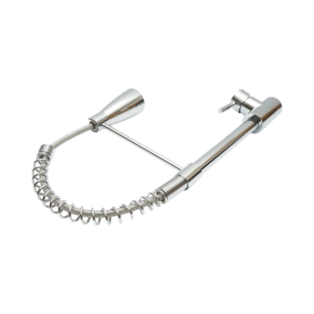 Miscelatore lavello cucina con doccetta estraibile, flessibile 2 funzioni, cromato lucido