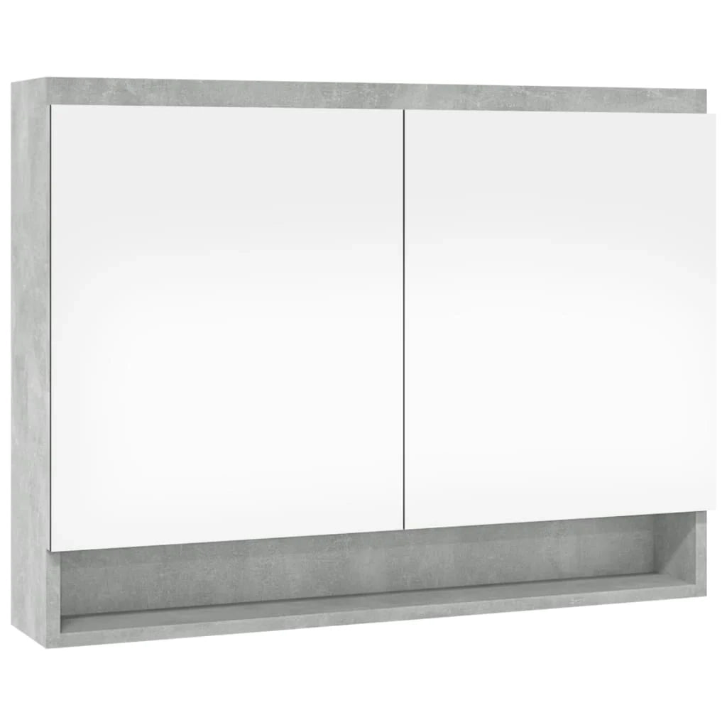 Mobiletto con specchio da bagno 80 x 15 x 60 cm grigio cemento MDF 02_0006713