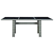Tavolino da Giardino-Tavolo da Esterno-Tavolino da Patio Grigio Chiaro Polyrattan e Vetro Temperato