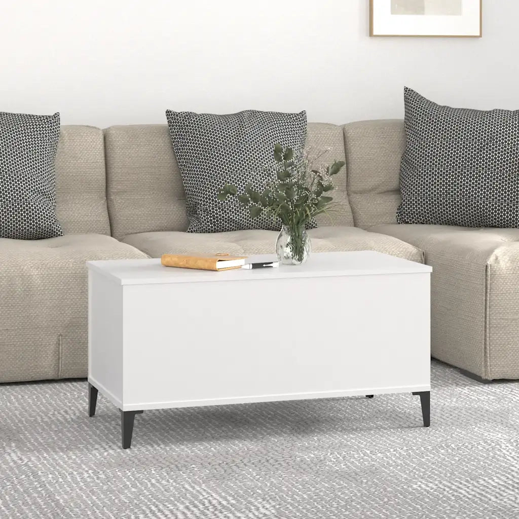 Tavolino da Salotto Bianco 90x44,5x45 cm in Legno Multistrato 819588