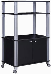 Carrello da Cucina per Forno a Microonde, con 4 Ruote Flessibili, 2 Ante, 3 Piani, Scaffale da Cucina Multifunzionale, 60x40x98 cm, Nero