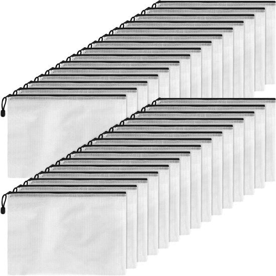 Set di 30 buste A4 impermeabili con chiusura a razzo, tasche in plastica per documenti, carte e ricevute