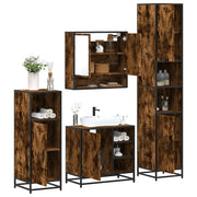vidaXL Set Mobili da Bagno 4 pz Rovere Fumo in Legno Multistrato