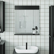 Specchio Bagno e Ripiano BERG Nero 60x12x70 cm Legno Massello