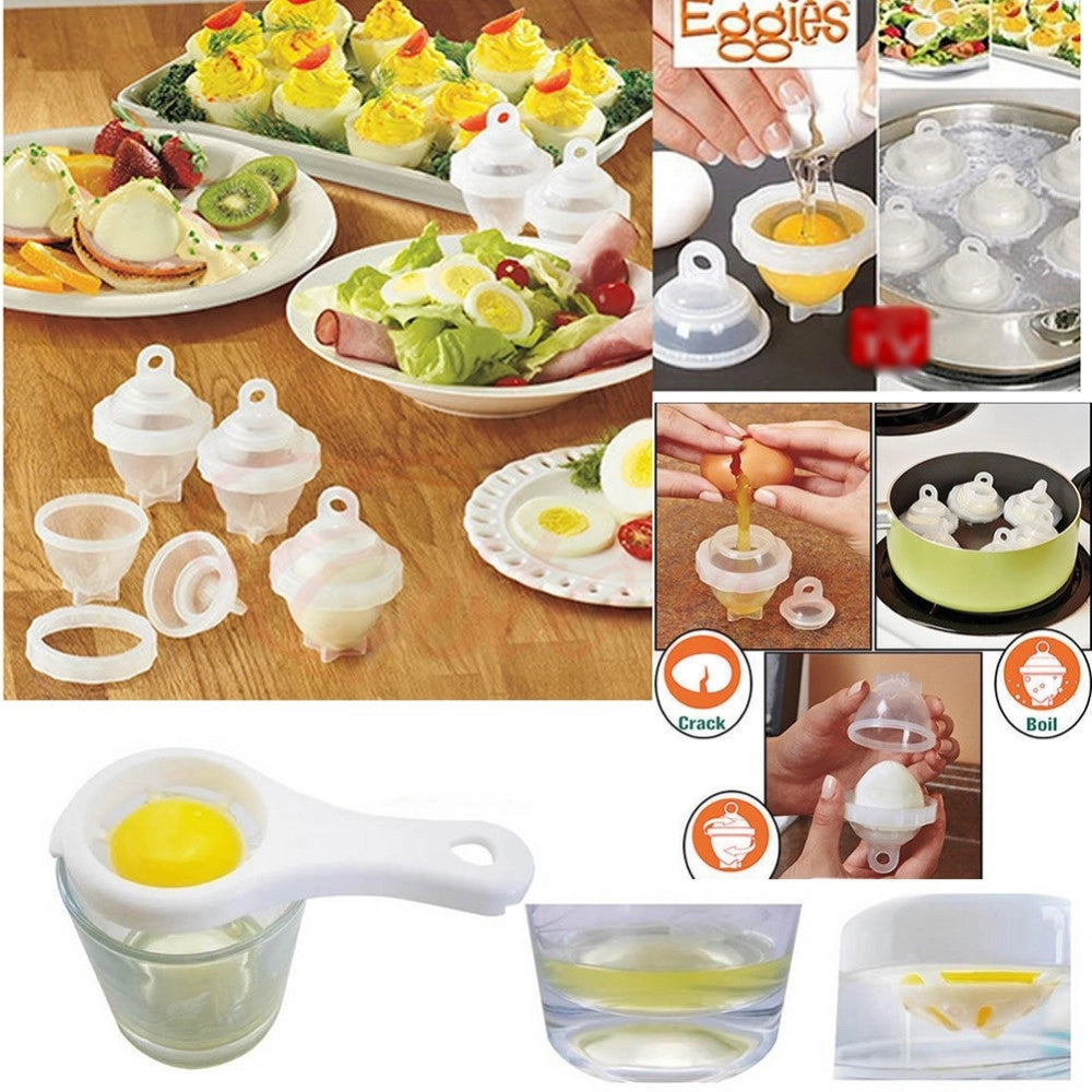 Trade Shop - Set 6 Pz Cucinare E Bollire Uovo Sodo Alla Coque Rompe Bolle Cucina Uova -