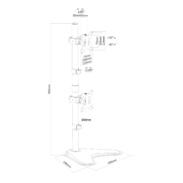 Neomounts fpma-d550ddvblack supporto per monitor 10-32" - installazione verticale