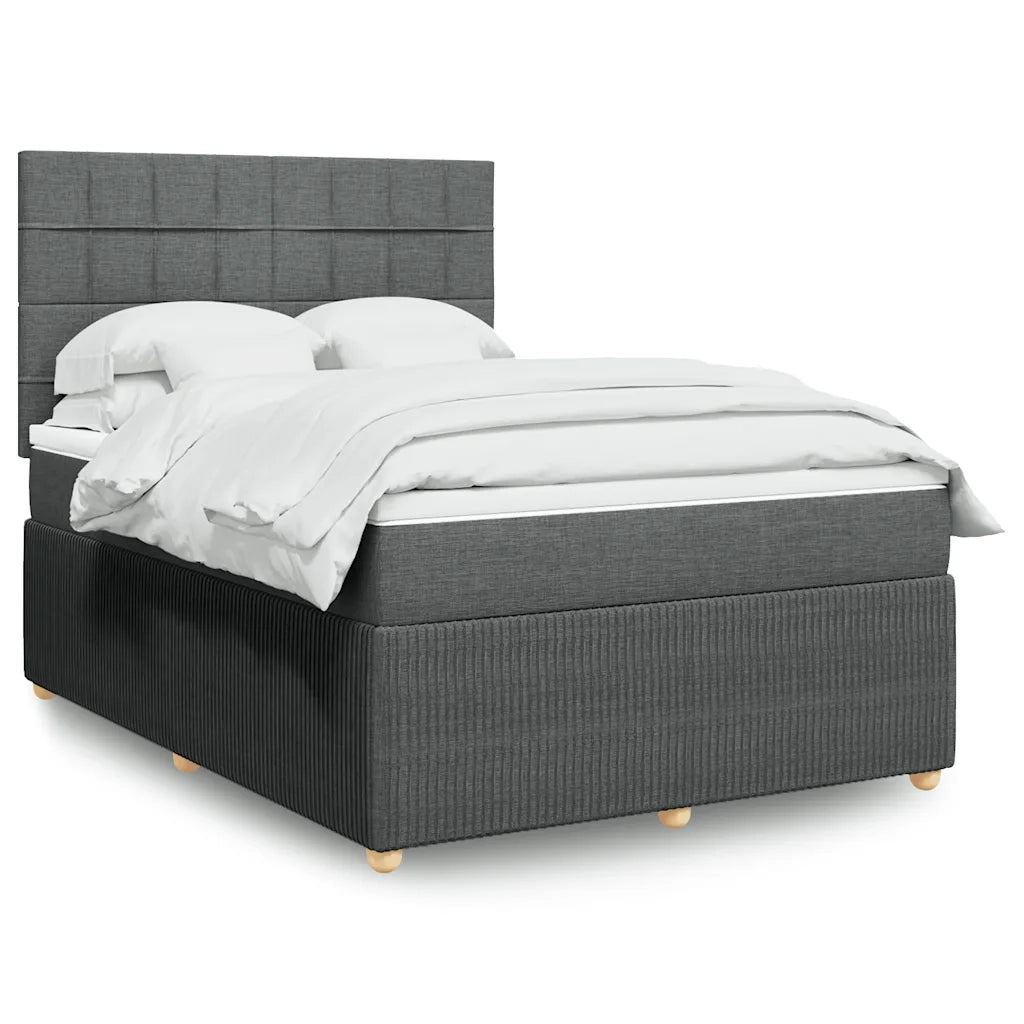 Giroletto a Molle con Materasso Grigio Scuro 140x190 cm Tessuto