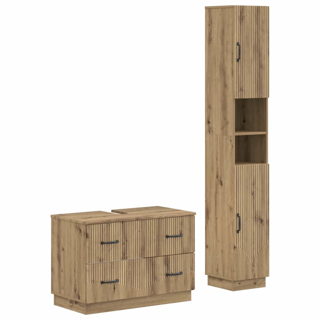 Set di Armadi da Bagno da 2 Pezzi HOORN Rovere Artigianale 3417557