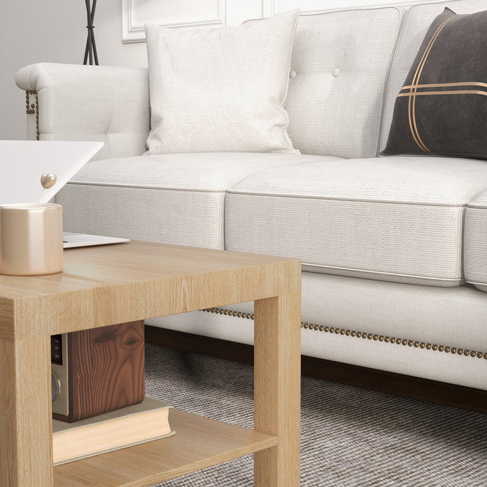 Tavolino da Salotto Rettangolare 90x45x44,5 cm Ampio Ripiano in MDF Laminato Color Legno