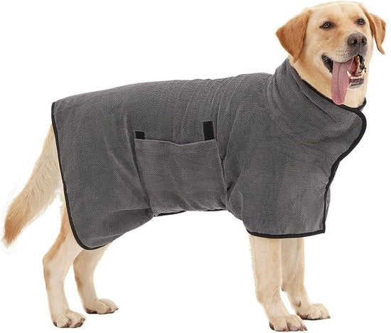 Badia per Cani Rapida Assorbimento Microfibra - Cinturino Regolabile - Adatta per Cani Grandi - Grigio