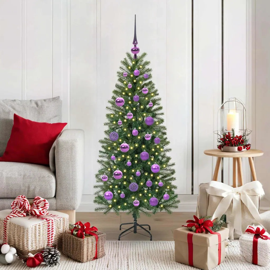 Albero di Natale | Decorazioni natalizie artificiale con 150 LED Verde 120 cm PE e PVC