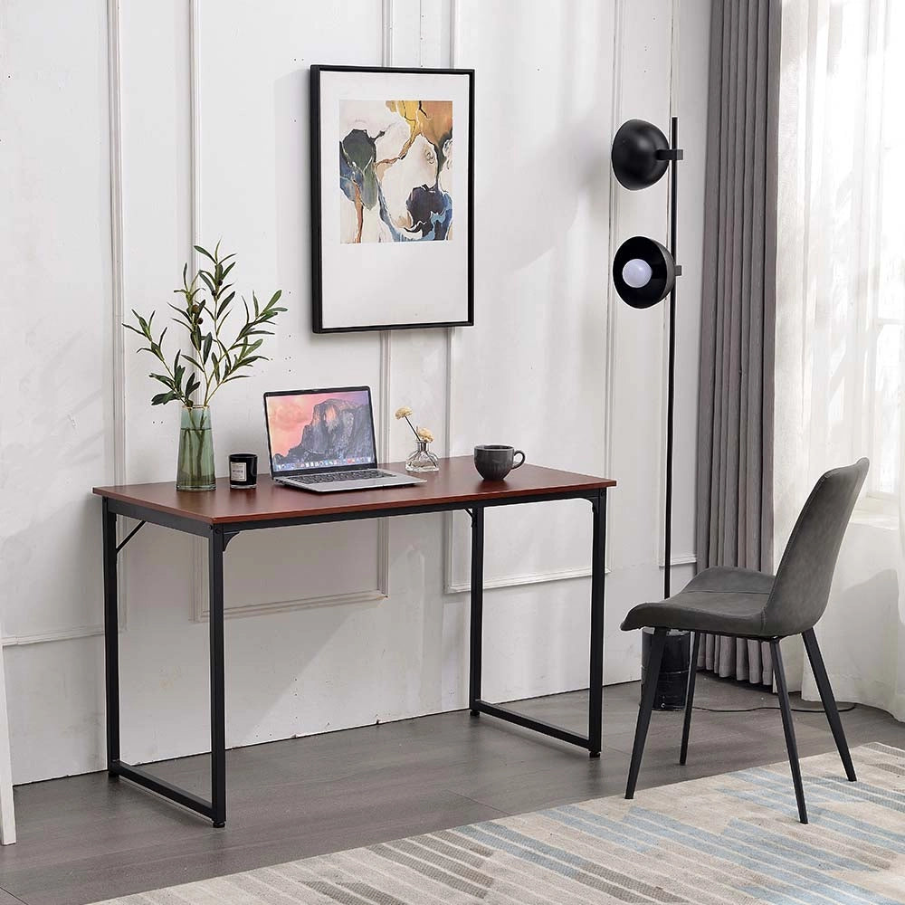 Scrivania Tavolo Porta PC Legno Metallo Casa Ufficio Design Industriale Teak