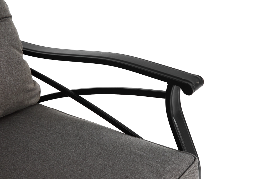 OKWISHPoltrone da giardino con tavolo set da 3 girevoli e basculanti 360° con cuscini in acciaio e rattan sintetico grigio
