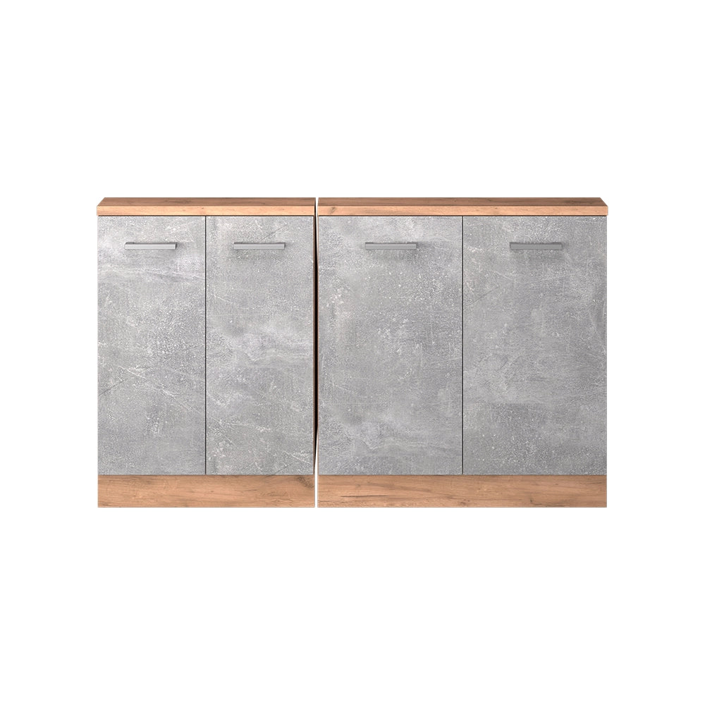 Mobile cucina sottotetto R-Line Calcestruzzo/Rovere dorato 140 cm Set di 2 Vicco