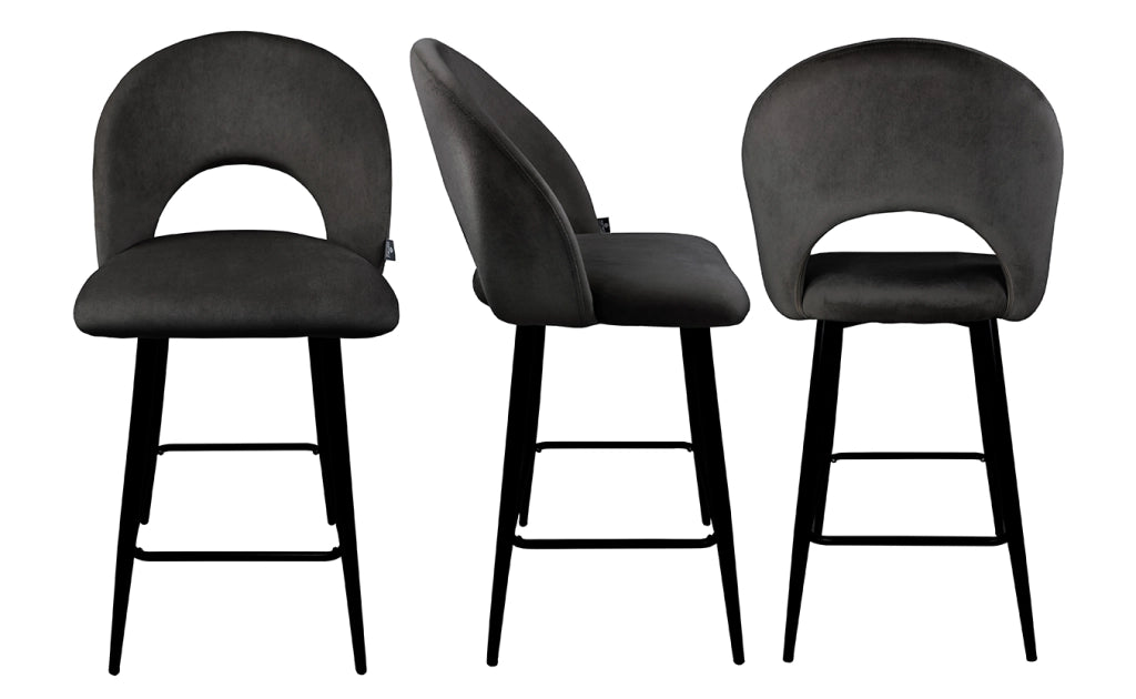 Sgabello cucina imbottito, sgabello alto in velluto nero - Zoe - SG10ZOPM