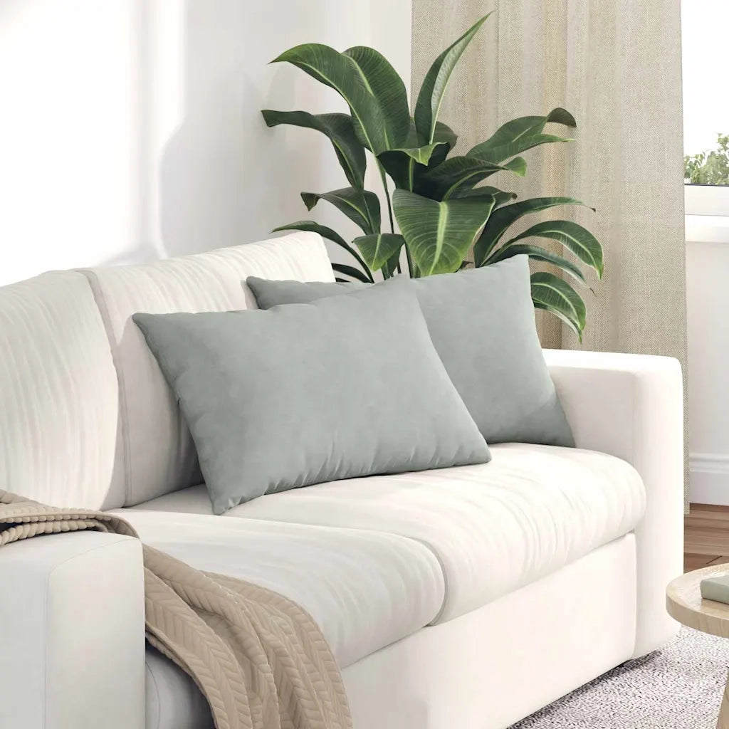 Cuscini da Divano 2 pz-Set di 2 Cuscini per Sofa Grigio chiaro 60 x 40 cm 199338