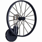 Trade Shop - Applique A Parete Stile Vintage Lampada Forma Di Ruota Bicicletta Nero E27 Aq62 -