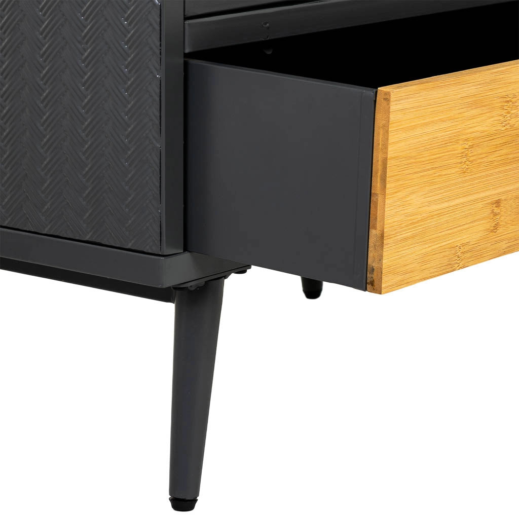 Vetrina in metallo, legno e vetro, 1 cassetto, nero, 61x32x90,5h cm