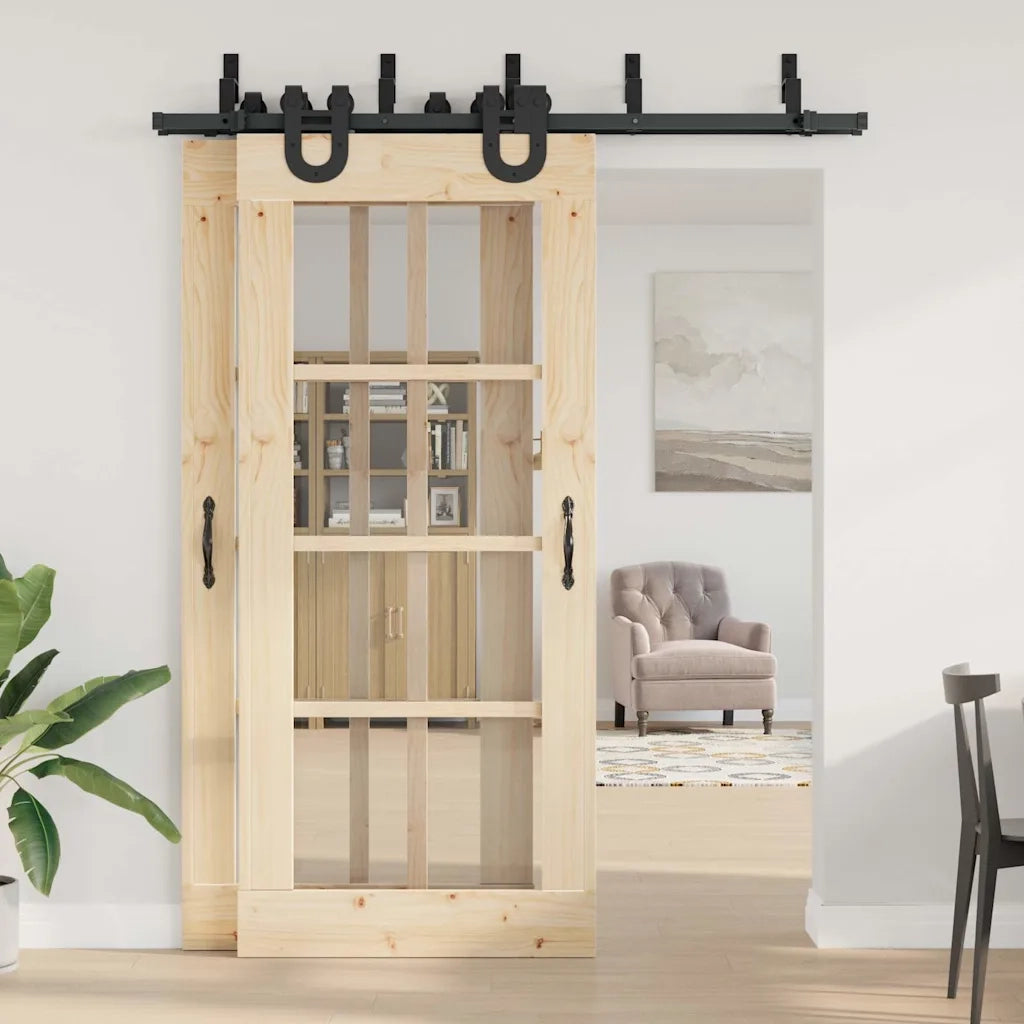 Kit di Binari per Porte Scorrevoli 183 cm Acciaio Nero 3295733