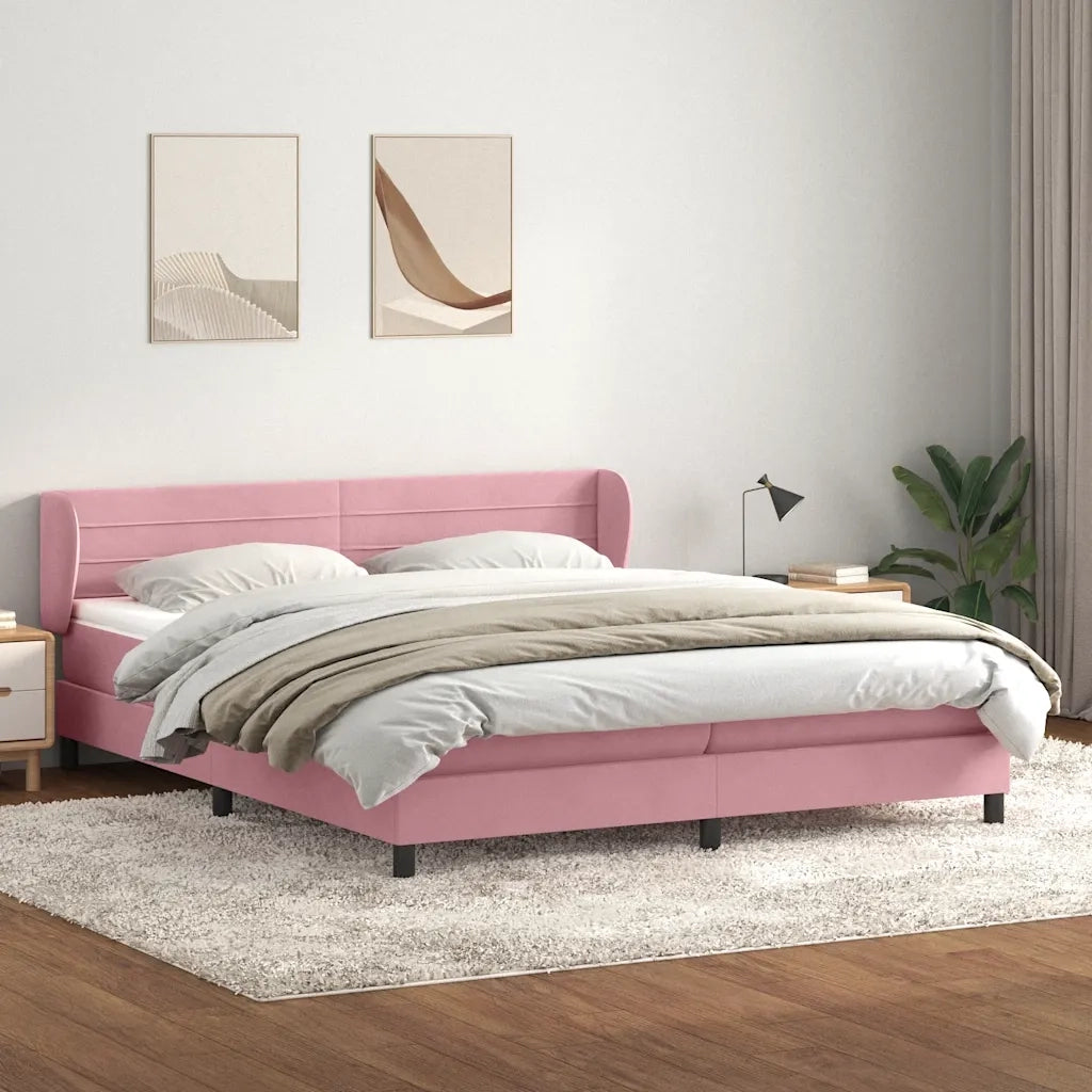 Giroletto a Molle con Materassi Rosa 180x210 cm in Velluto 3317624