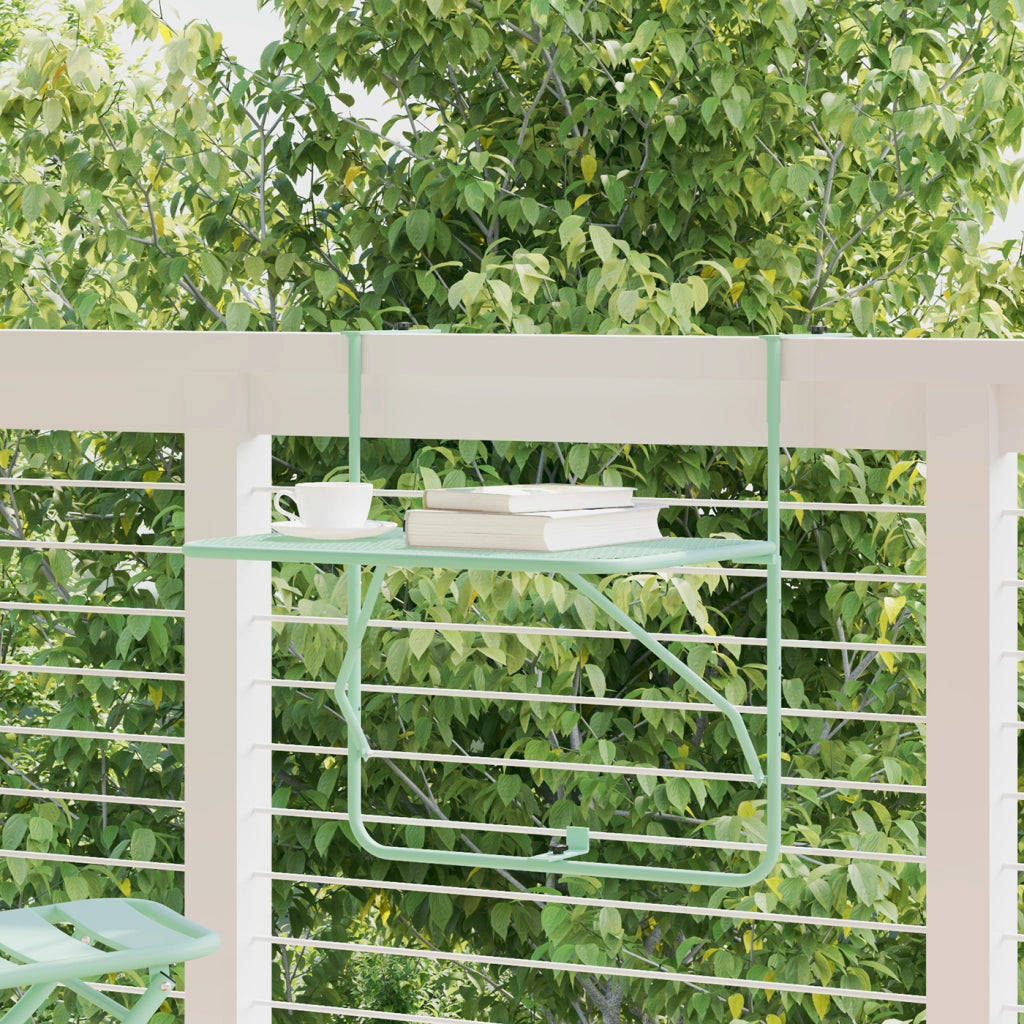 Tavolo Appendibile da Balcone - Verde Menta, 60x40 cm, Acciaio