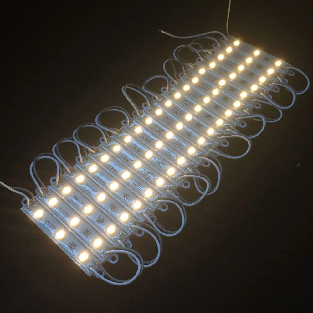 Trade Shop - Modulo Da 20 Pezzi A 3 Led Smd 5050 5630 Freddo Caldo Blu Rosso Verde Rgb Ip65 - -bianco Caldo -smd 5050