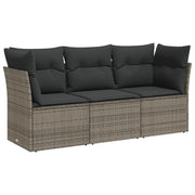 Set Divani da Giardino 3 pz | Set Salotto da Giardino con Cuscini Grigio in Polyrattan