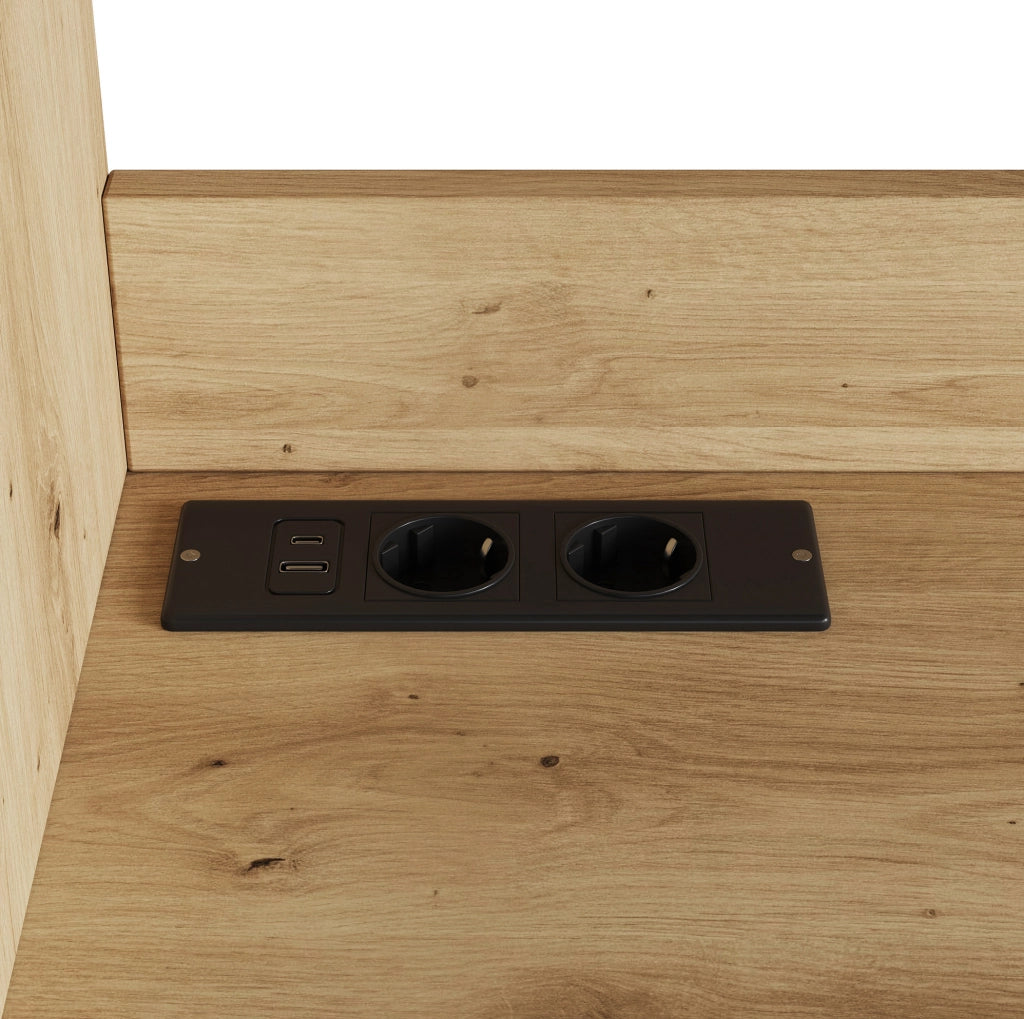 Credenza alta con frontale in acrilico, prese e USB