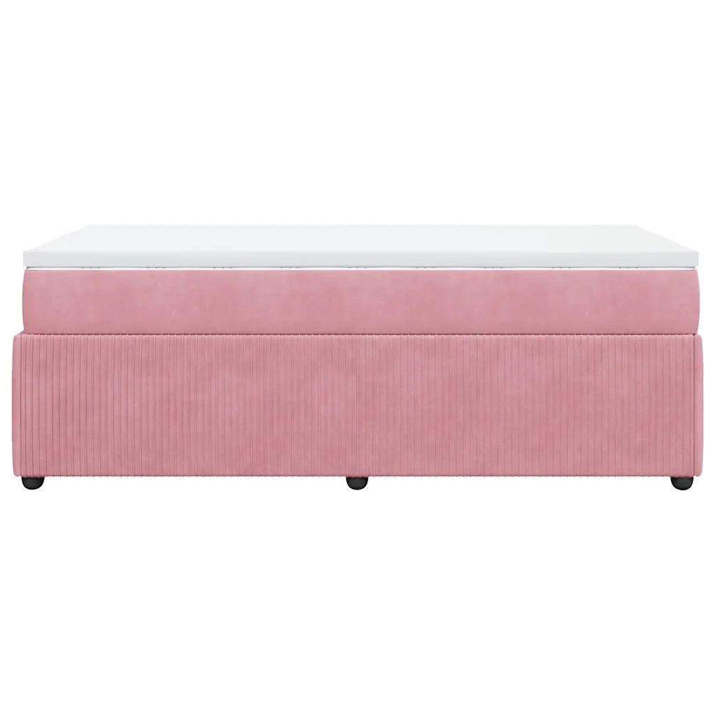 Giroletto a Molle con Materasso Rosa 90x190 cm in Velluto 3285613