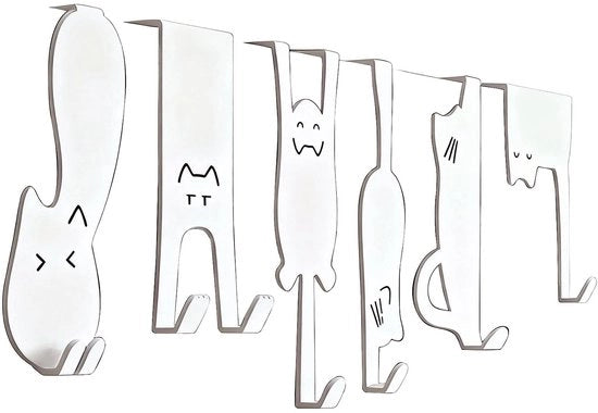 6 catene metalliche per appendere sopra la porta, appendiabiti per sopra la porta con design bianco