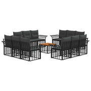 Set di divani da esterno 13 pcs Nero e Grigio scuro Poliestere