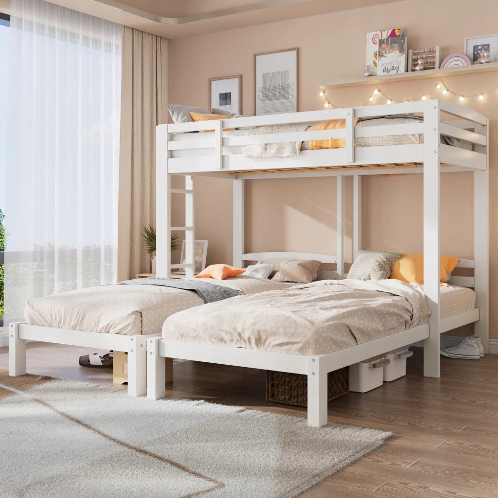 Letto a tre piani - Xylo - 90x200 - Bianco - Senza materasso