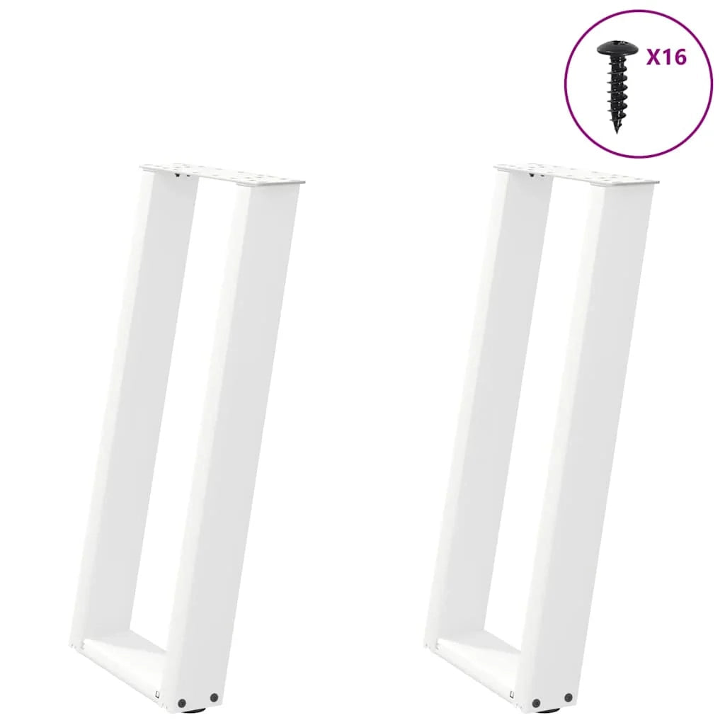 Set di 2 gambe regolabili per tavolo consolle a forma di U 38 x 72-73 cm design moderno acciaio bianco 02_0057063