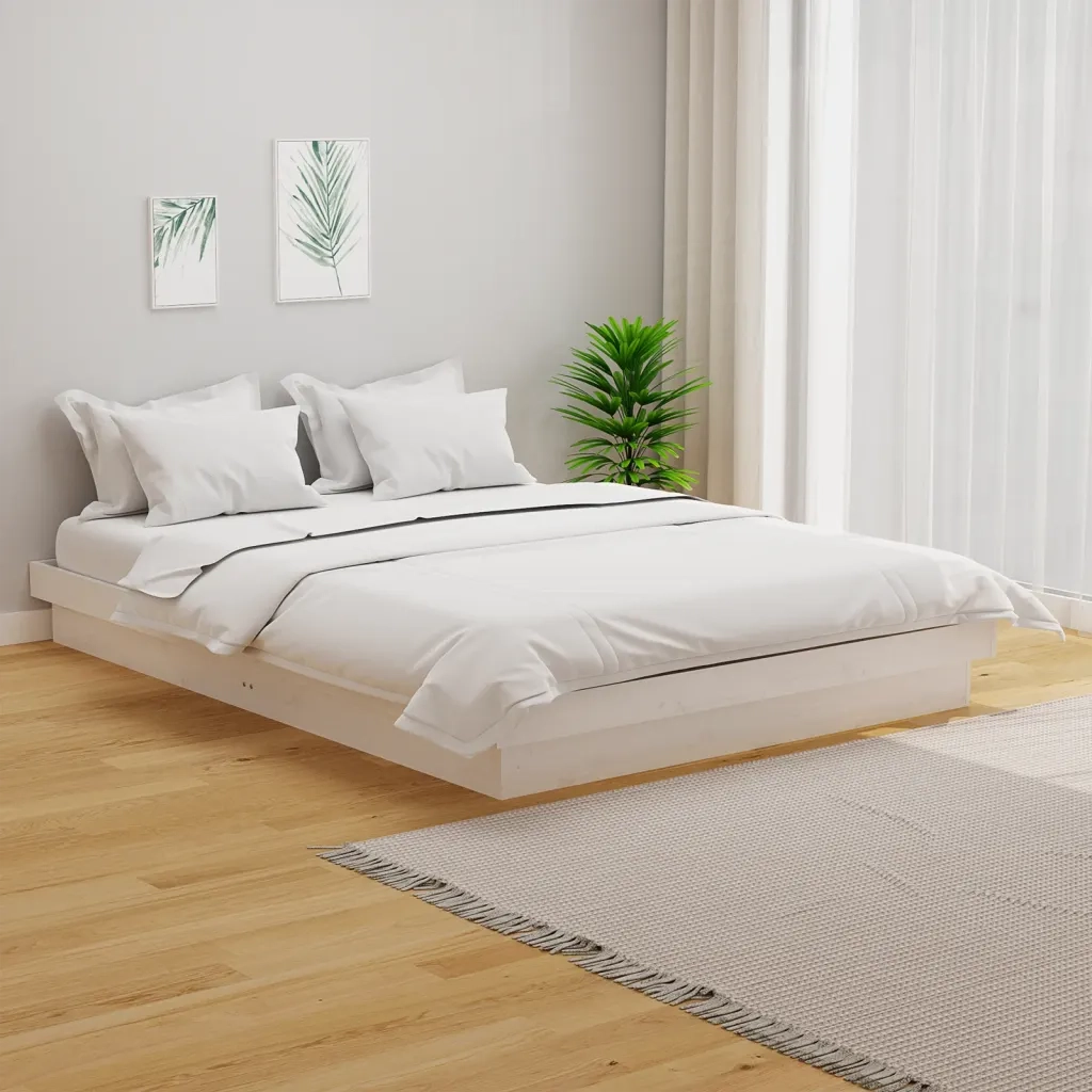 Giroletto-Struttura Letto Bianco in Legno Massello 120x190 cm Small Double 381254