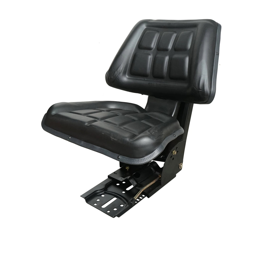 Sedile universale nero con tripla regolazione e ammortizzatore per trattore U-445