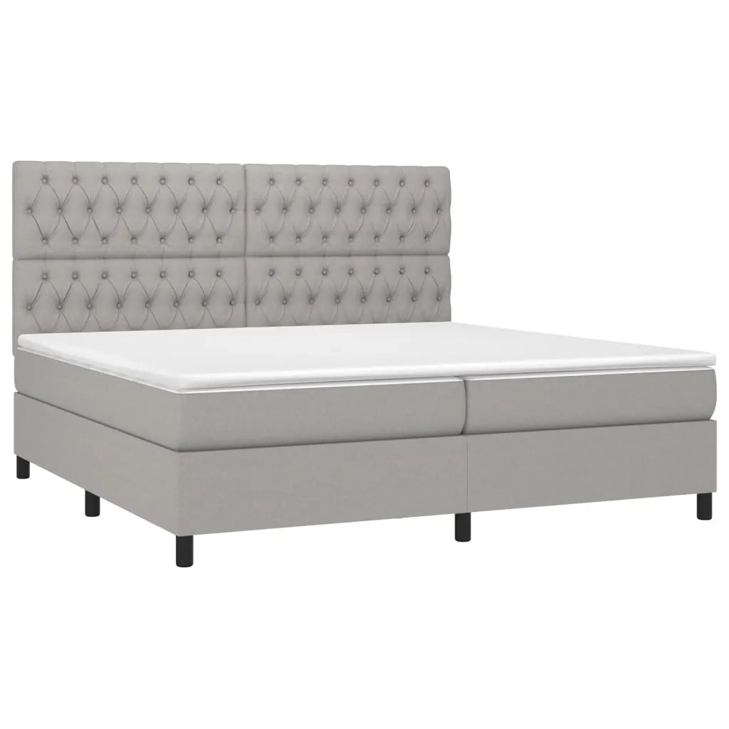Giroletto a Molle con Materasso Grigio Chiaro 200x200cm Tessuto 3142041
