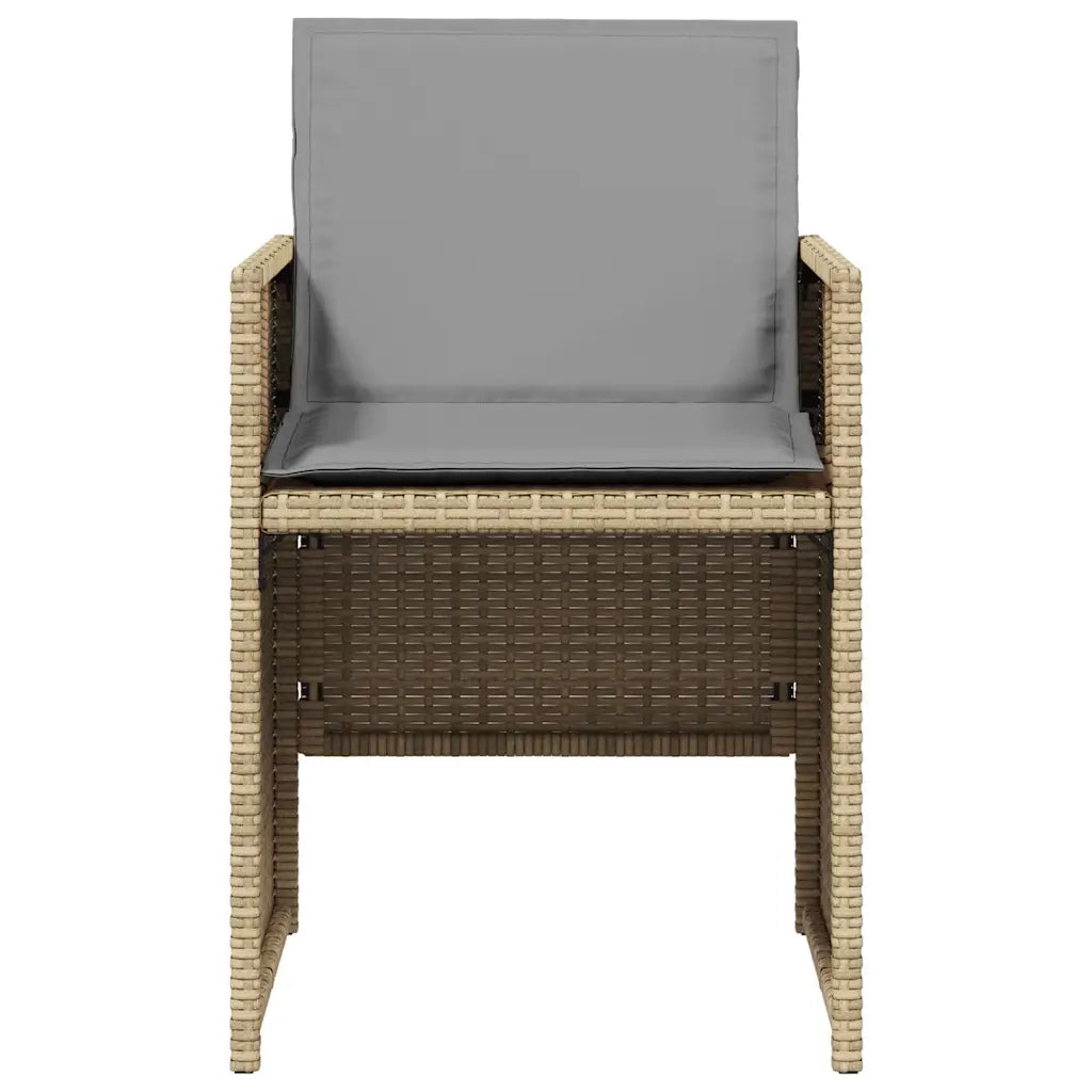 Set Pranzo da Giardino 5 pz con Cuscini Beige Misto Polyrattan