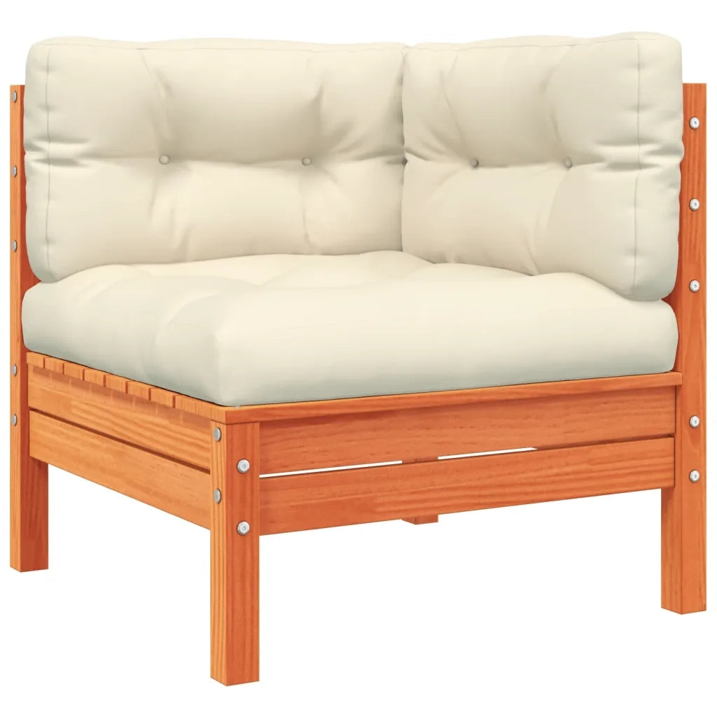 Set Divani Giardino 3 pz con Cuscini Marrone Cera Massello Pino 3299272