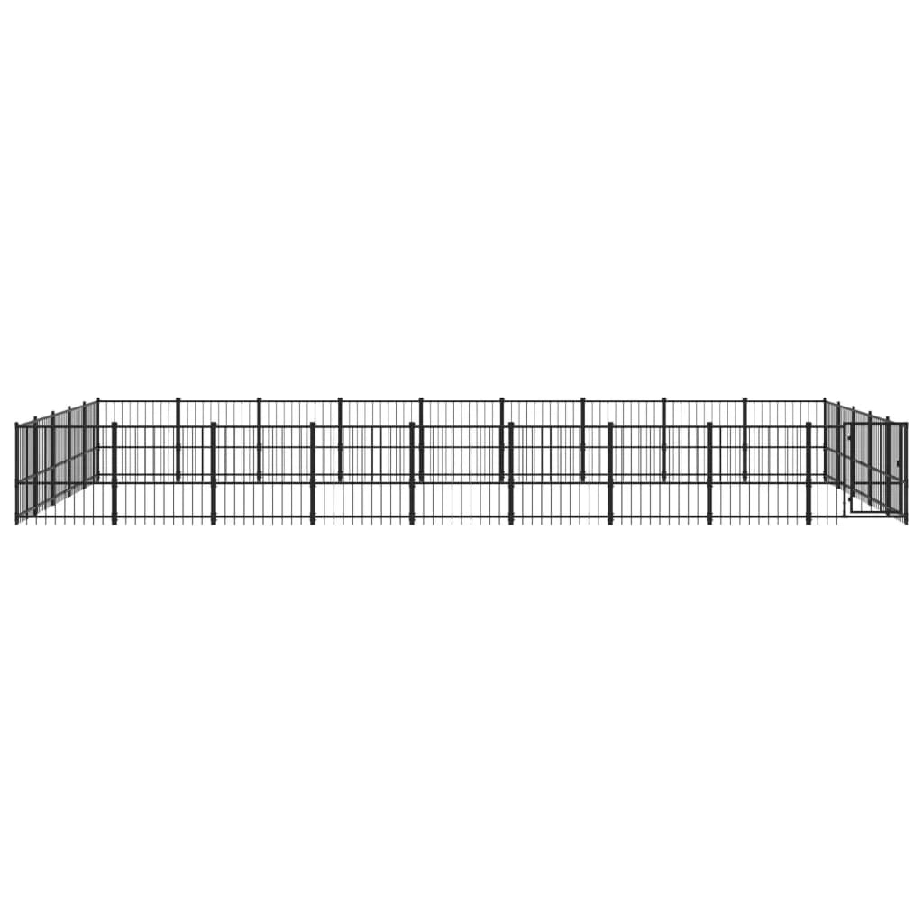 Gabbia per cuccia recinto per animali da esterno per cani in acciaio 42,34 m² nero 02_0041848