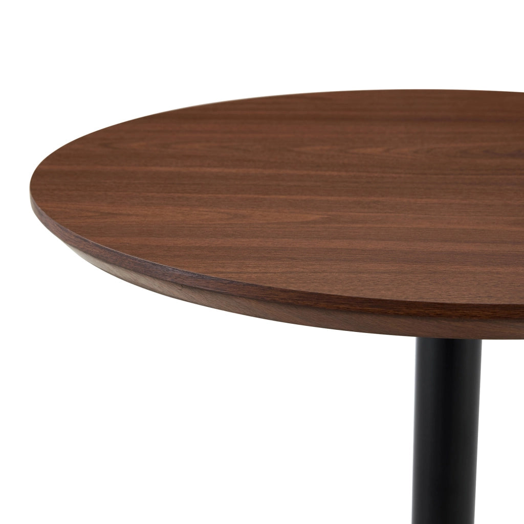 Tavolo rotondo regolabile in altezza con ruote; ? 70 cm; MDF e metallo; noce