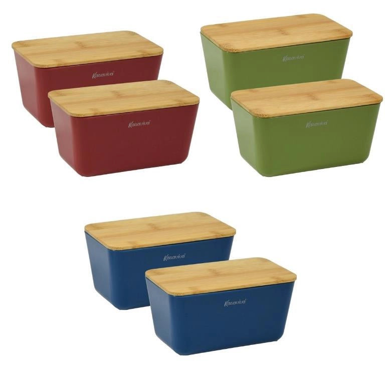 Set 2 Pezzi Barattolo da Cucina Premium Kyoto Tappo in Bamboo 0,5 Litri 3 Colori