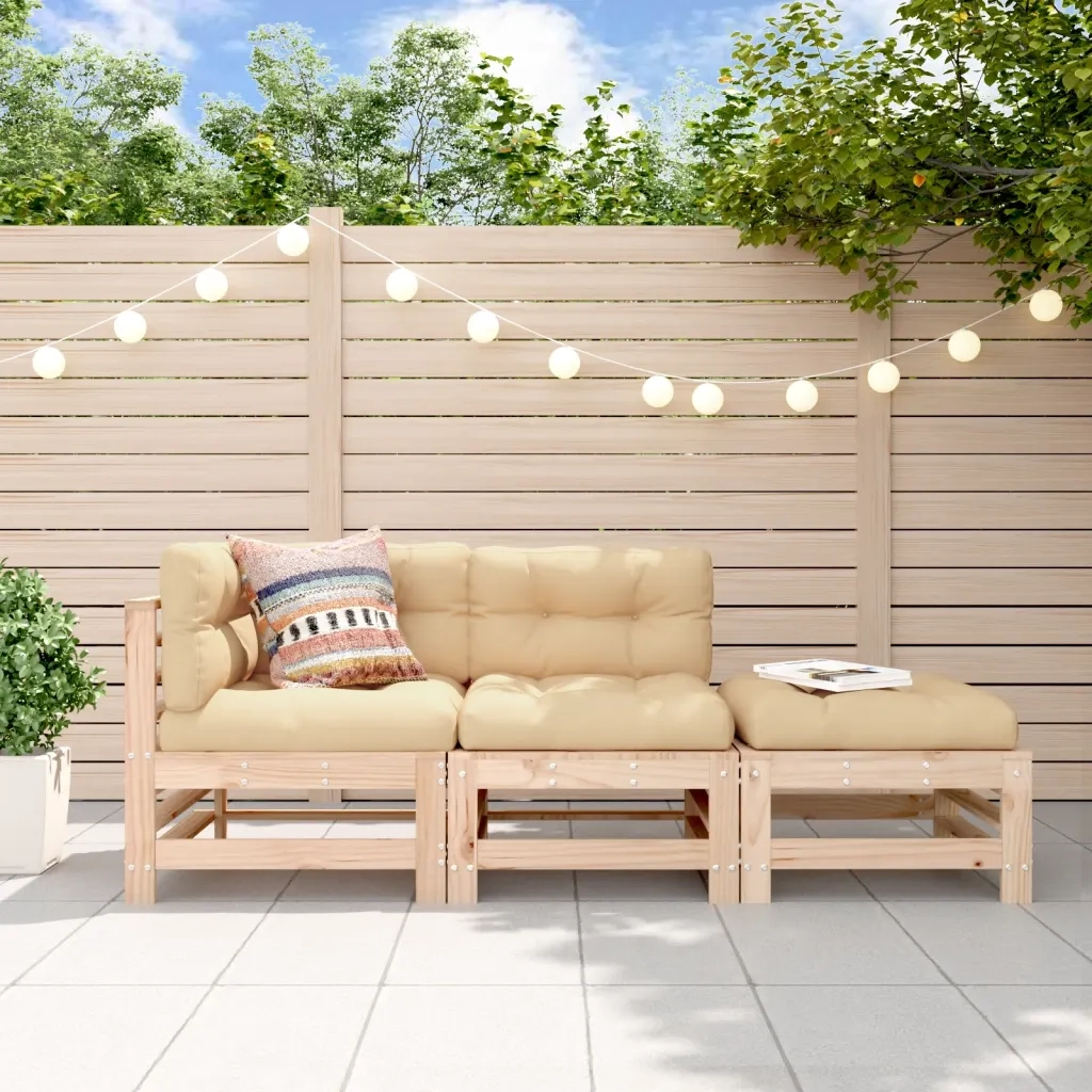 Salotto da Giardino-Set Salotto da Giardino 3 pz in Legno Massello di Pino 158720