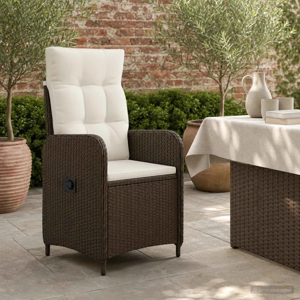 Sedia da giardino reclinabile Marrone e Bianco Crema 42027152